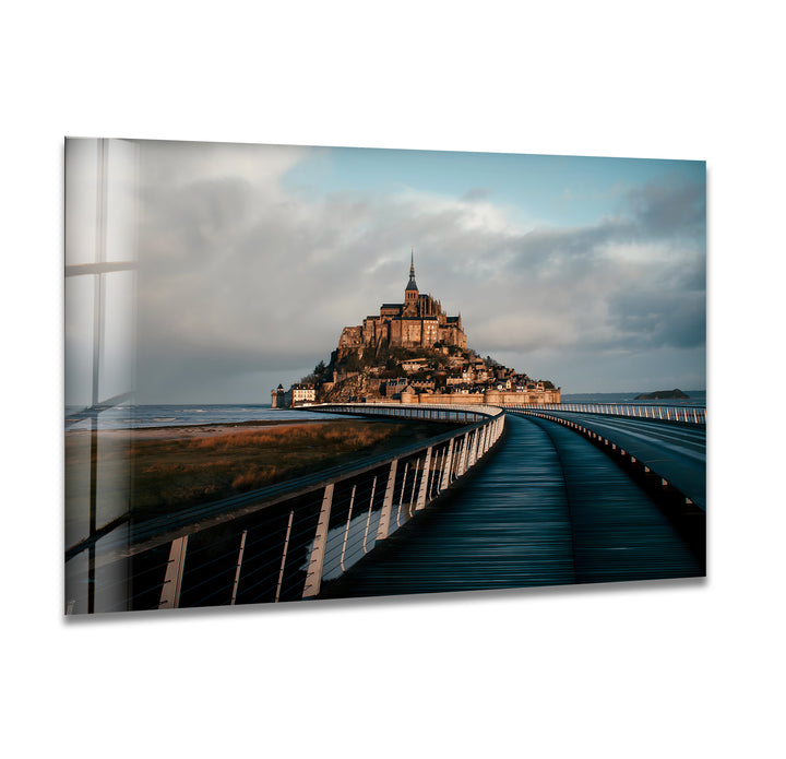 Mont Saint-Michel Glass Wall Art - Scenic View of Iconic French Landmark