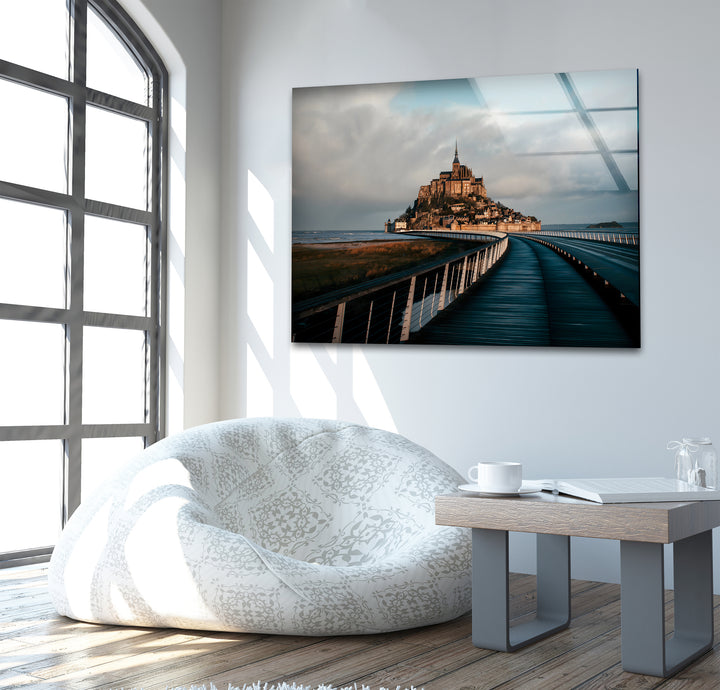 Mont Saint-Michel Glass Wall Art - Scenic View of Iconic French Landmark