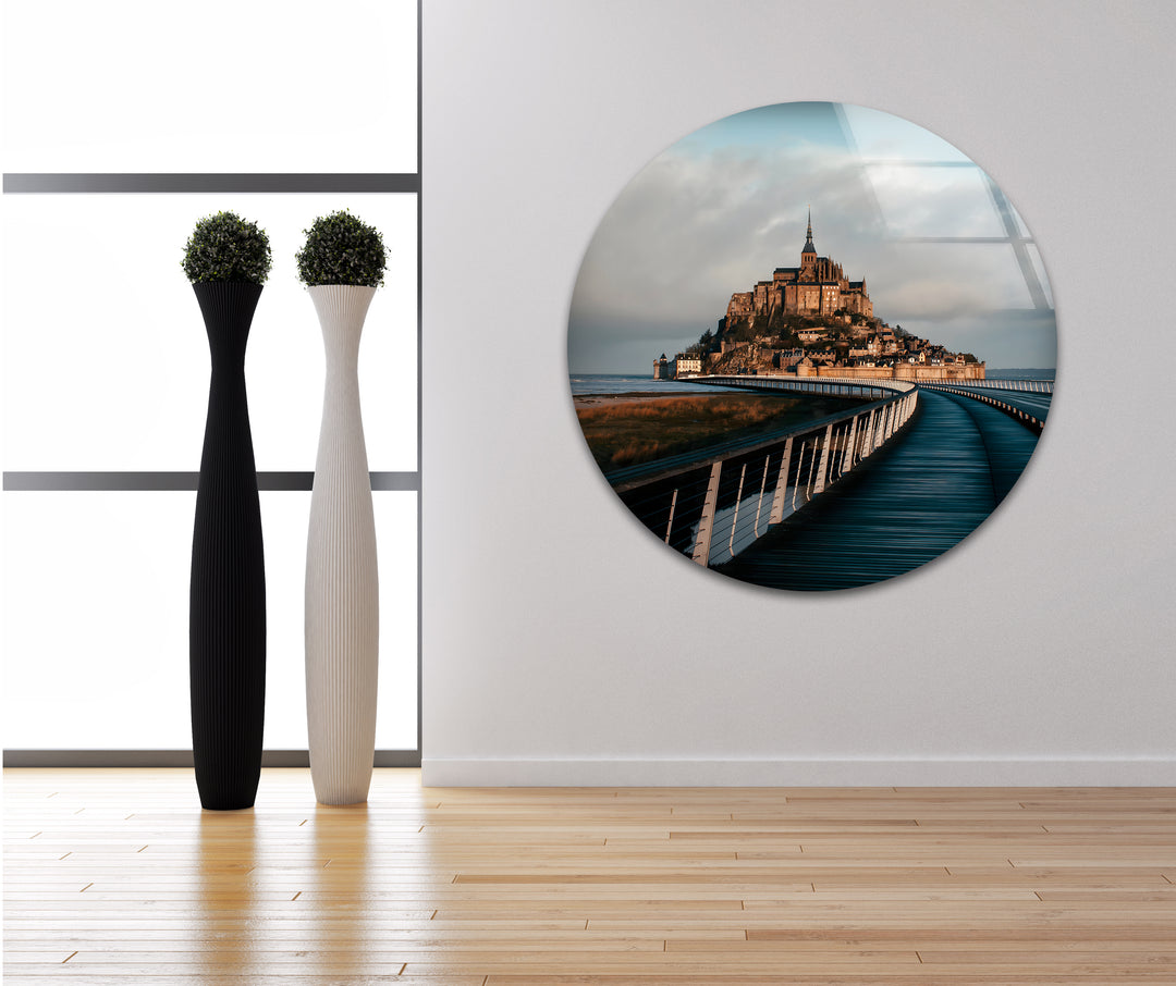 Mont Saint-Michel Glass Wall Art - Scenic View of Iconic French Landmark