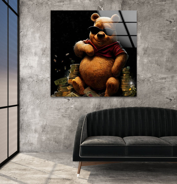 Money Bear Glass Wall Art glass photo prints, glass picture prints
