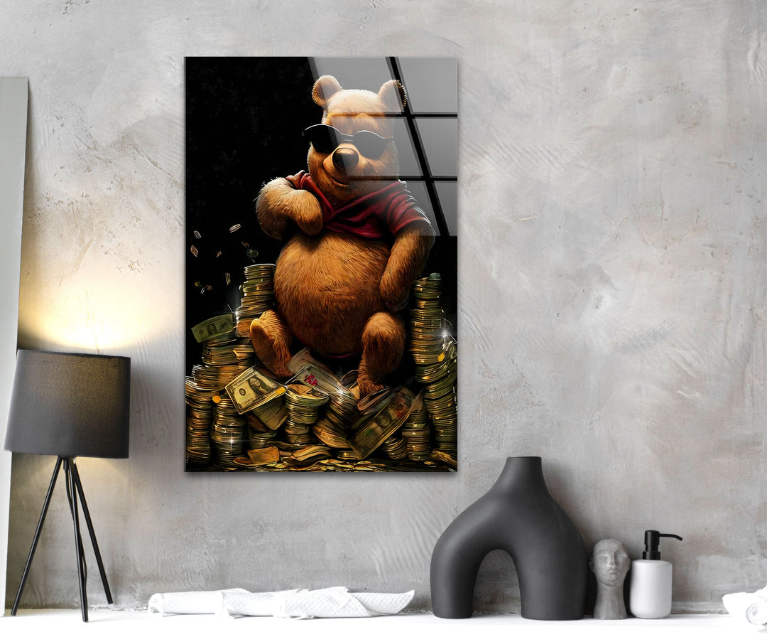 Money Bear Glass Wall Art glass image printing, glass prints from photos
