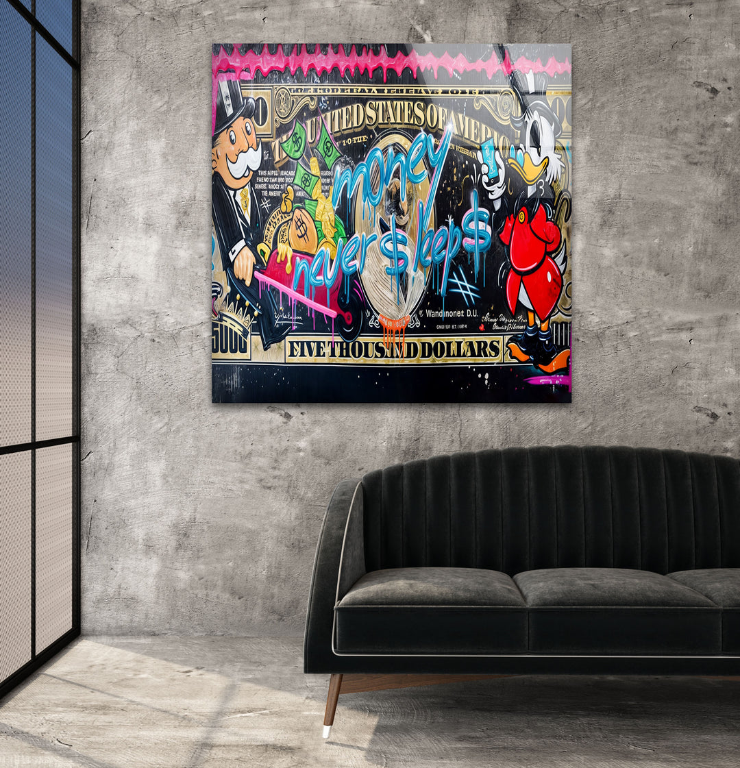 Money Never Sleeps Glass Wall Art art glass wall art, glass wall art pictures
