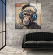 Monkey in Headphones Tempered Glass Wall Art - MyPhotoStation. Artdesigna banksy glass printing wall arts