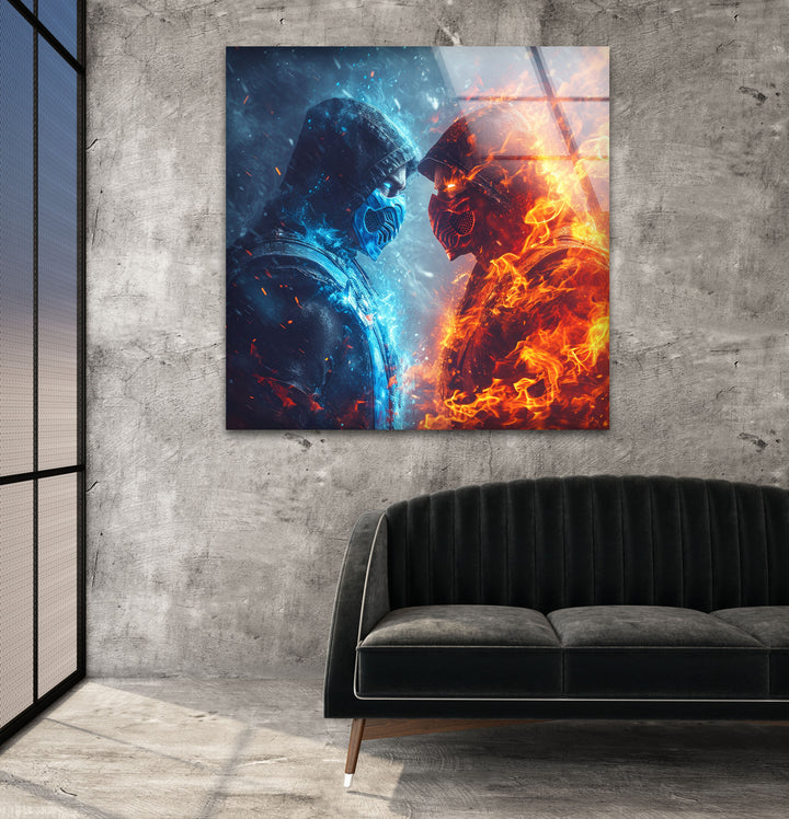 Mortal Kombat Sub Zero vs Scorpion Tempered Glass Photo Prints for Wall