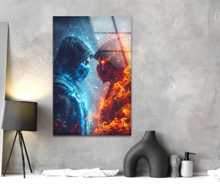 Mortal Kombat Sub Zero vs Scorpion Tempered Glass Wall Art Designs