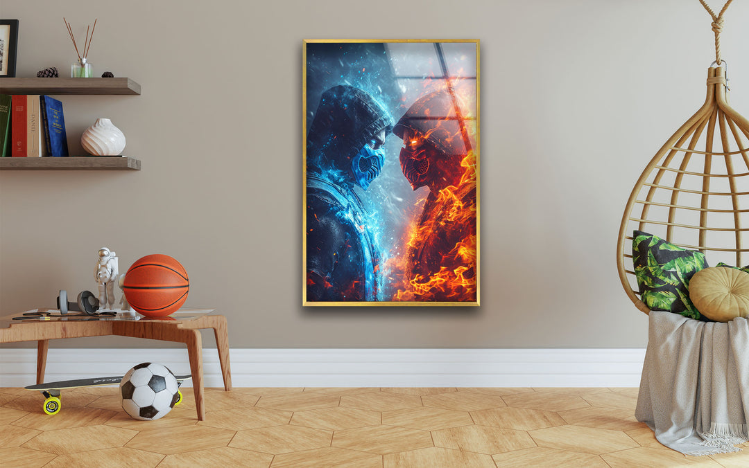 Mortal Kombat Sub Zero vs Scorpion Glass Photo Prints for Walls