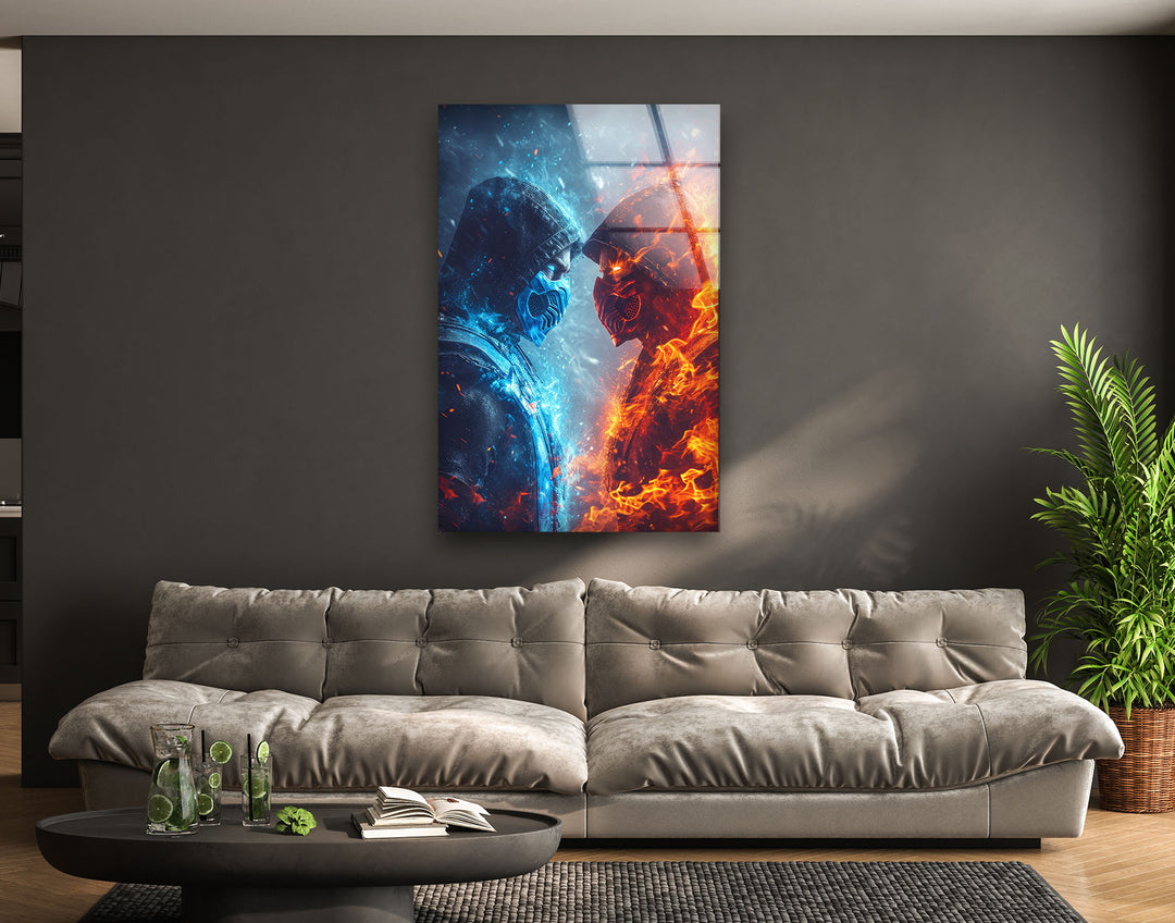 Mortal Kombat Sub Zero vs Scorpion  Glass Pictures for Your Home