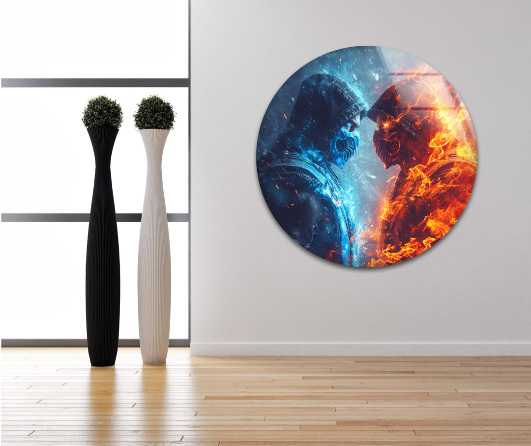 Mortal Kombat Sub Zero vs Scorpion Photo on Glass Home Decor