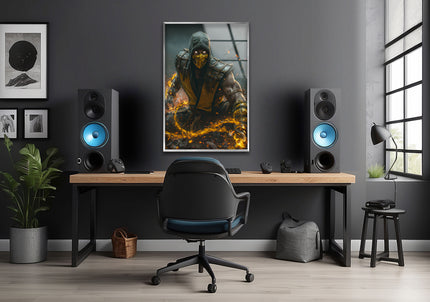 Mortal Kombat Scorpion Glass Wall Art