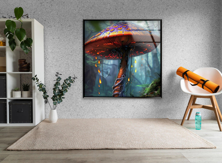 Fantasy Mushroom Glass Wall Art