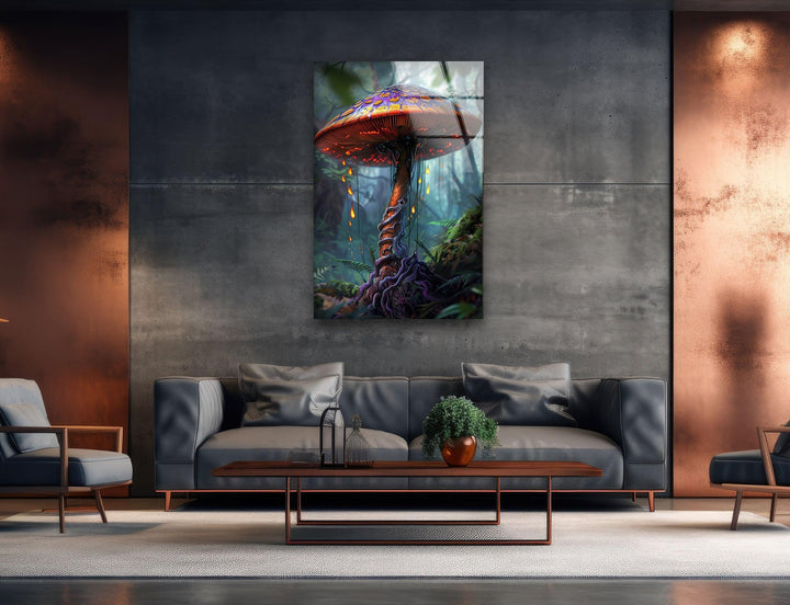 Fantasy Mushroom Glass Wall Art