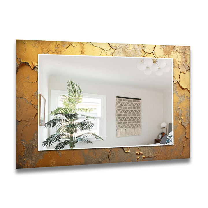 Gold Abstract Cracked Wall Mirror mirror black
