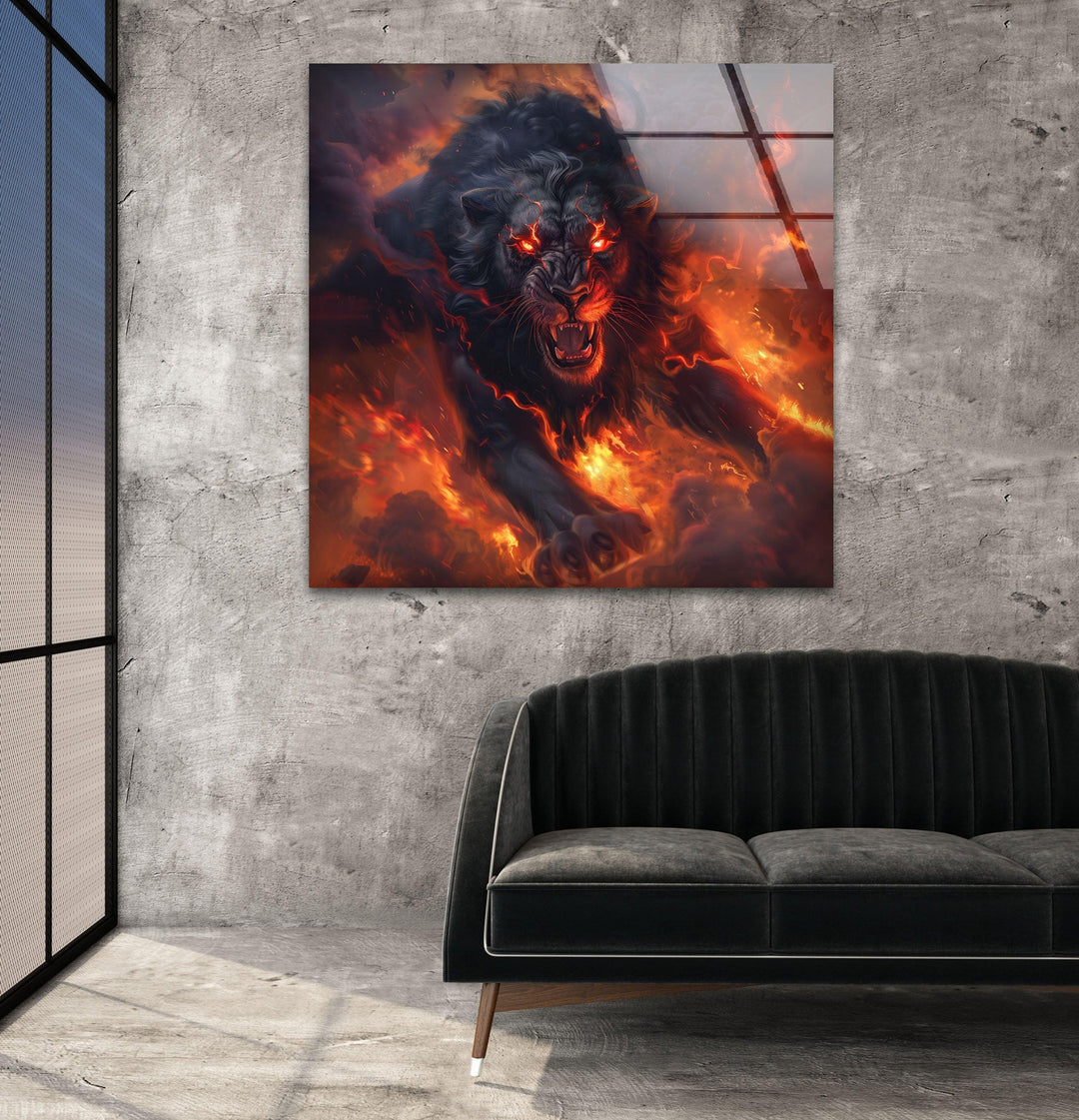 Nemea Lion Glass Wall Art, Glass Printing Wall Art, Print photos on glass