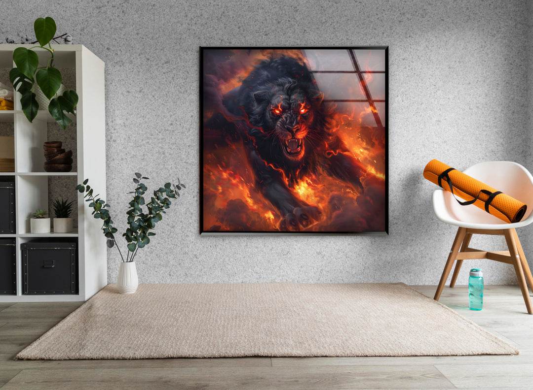 Nemea Lion Glass Wall Art, large glass photo prints, glass wall photos