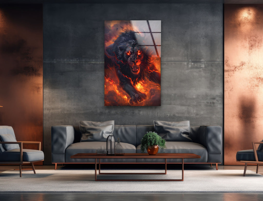 Nemea Lion Glass Wall Art, picture on glass wall art, photos printed on glass