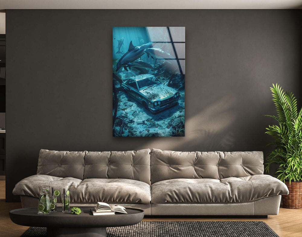 Nissan Skyline Underwater Glass Wall Art photo print on glass, prints on glass wall art
