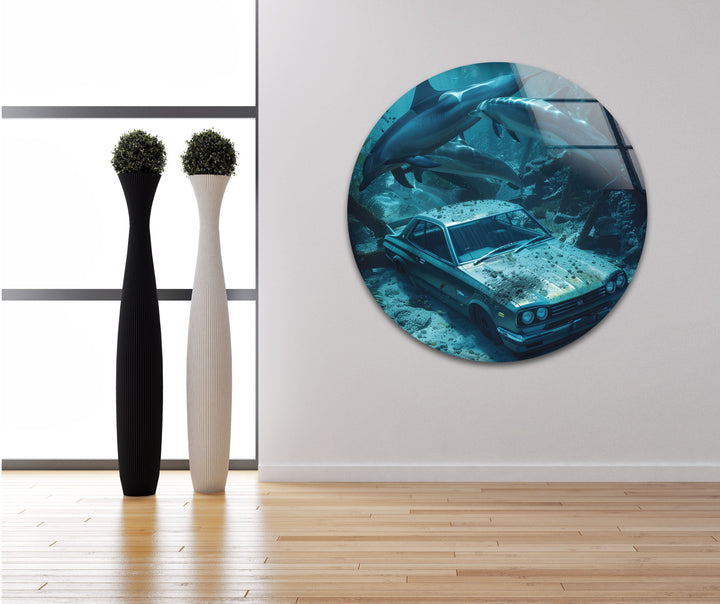 Nissan Skyline Underwater Glass Wall Art stained glass wall art, stained glass wall decor
