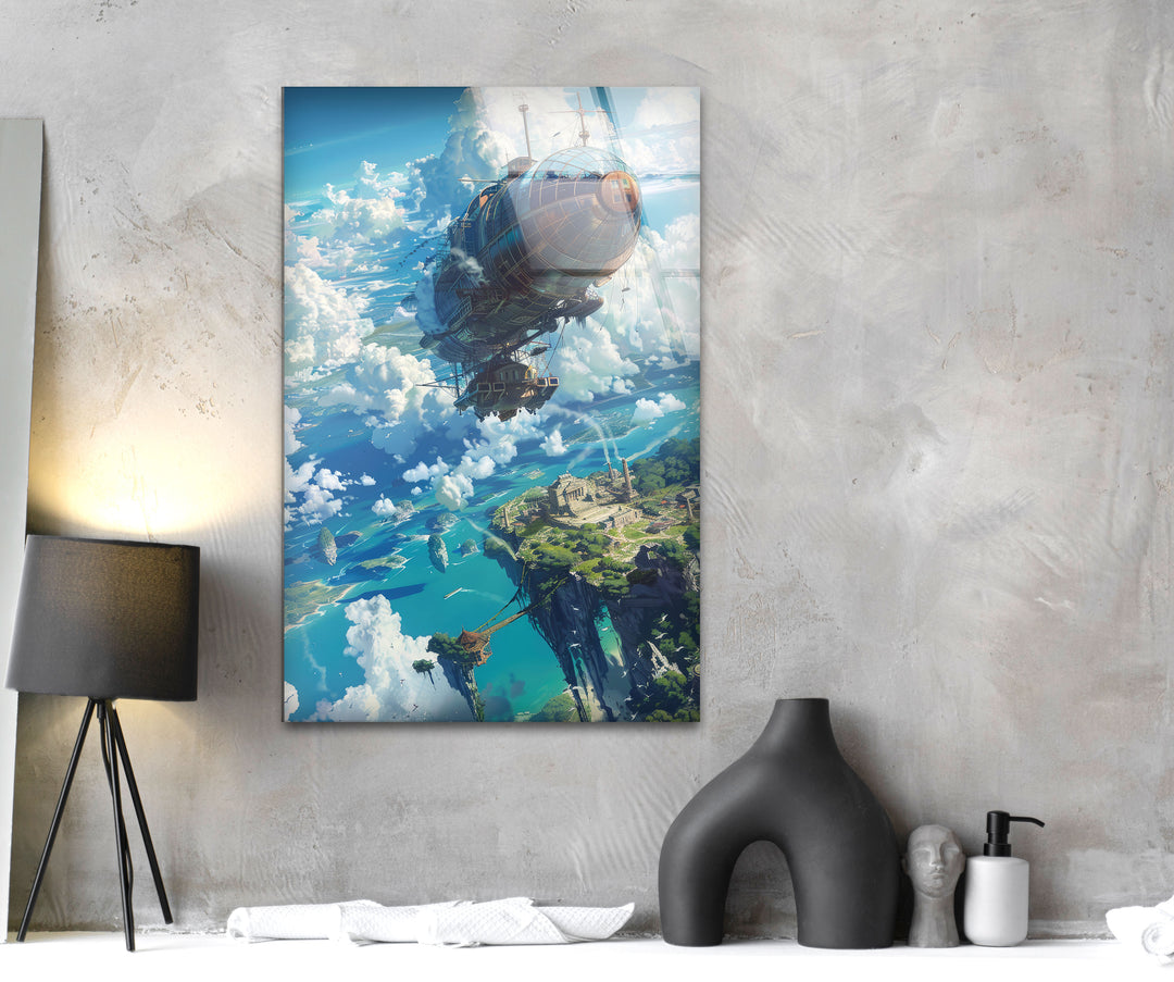 Ocean and Ancient City Glass Wall Art custom glass pictures, glass art prints