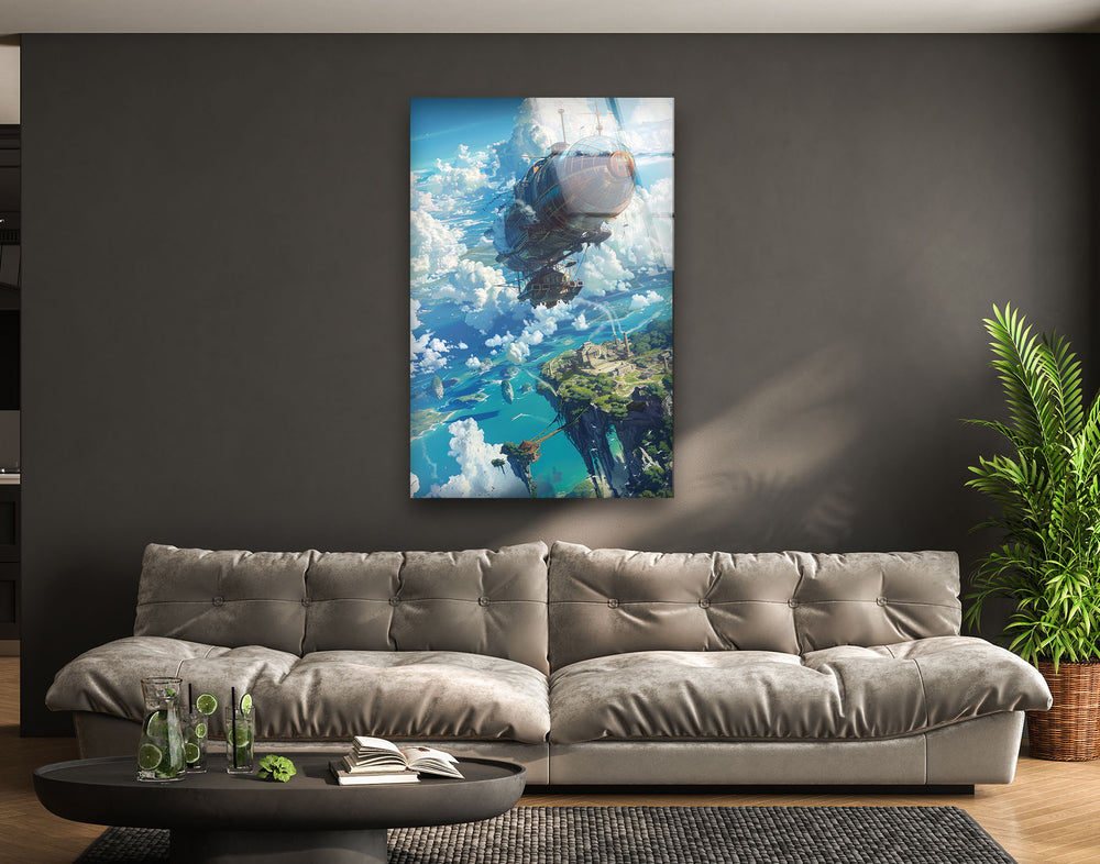 Ocean and Ancient City Glass Wall Art glass pictures for Wall, glass prints wall art