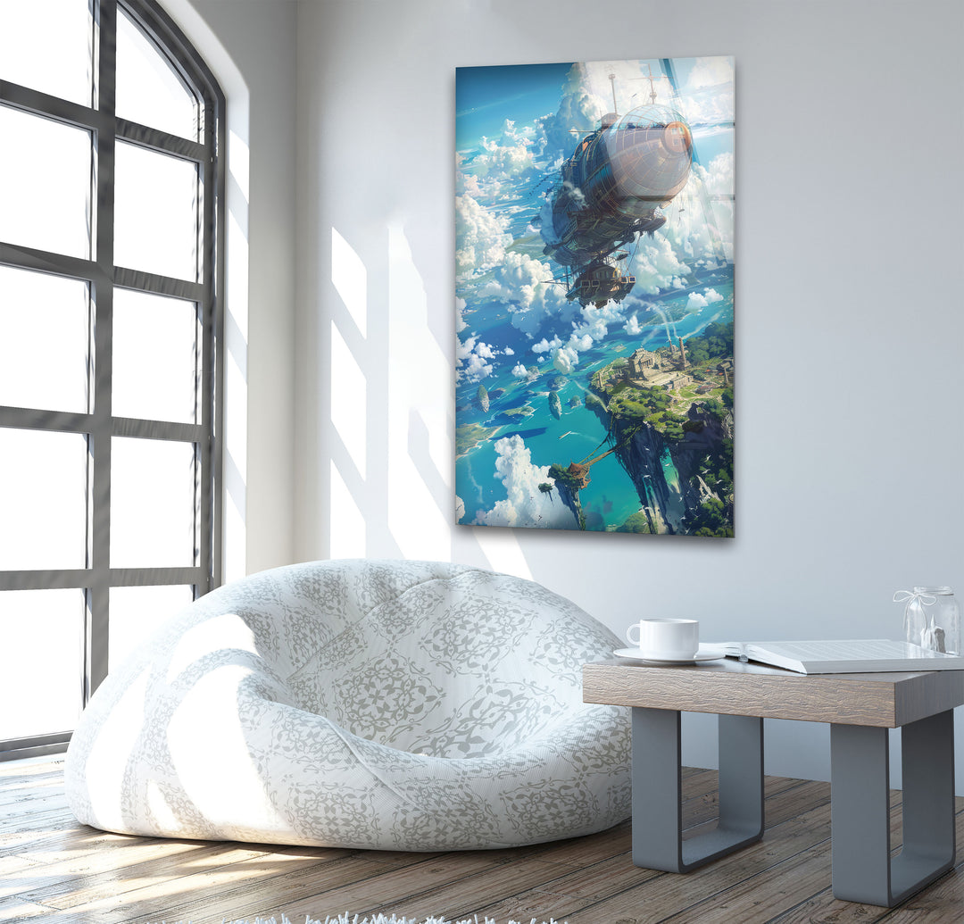 Ocean and Ancient City Glass Wall Art photo print on glass, prints on glass wall art