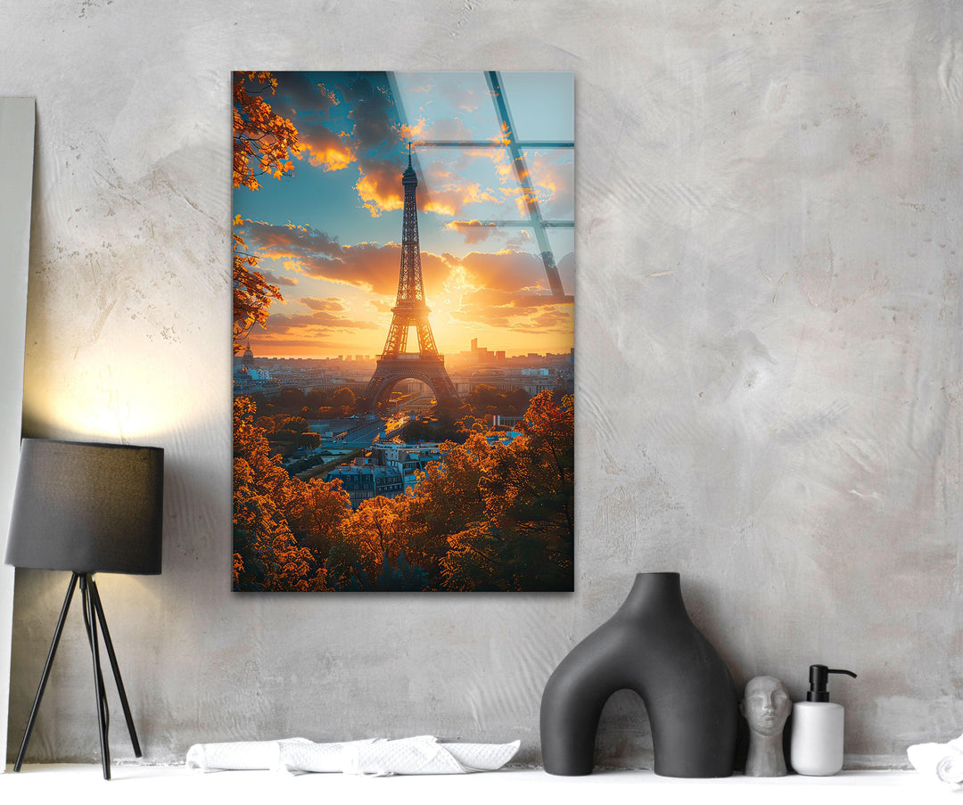 Paris Eiffel Tower Landscape Glass Wall Art glass photo prints, glass picture prints
