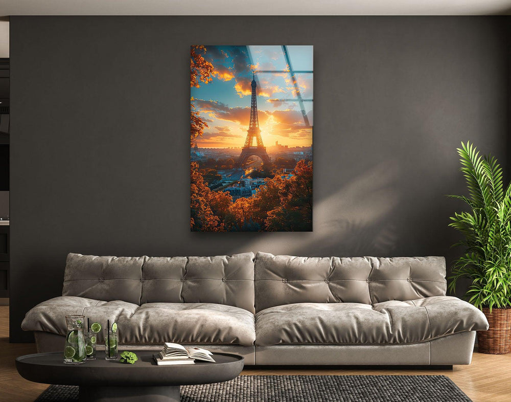 Paris Eiffel Tower Landscape Glass Wall Art glass pictures for Wall, glass prints wall art
