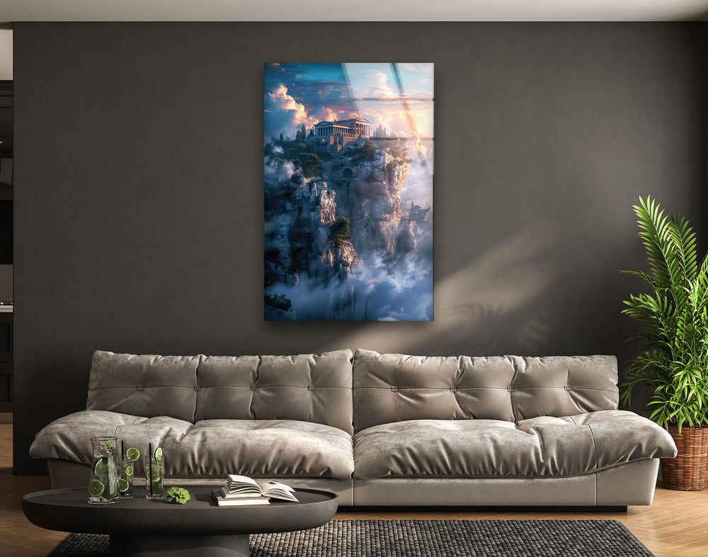 Mount Olympus Glass Wall Art, art glass wall art, glass wall art pictures