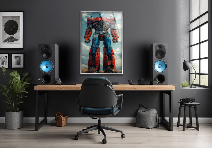 Optimus Prime Glass Wall Art print picture on glass, Tempered Glass Wall Art
