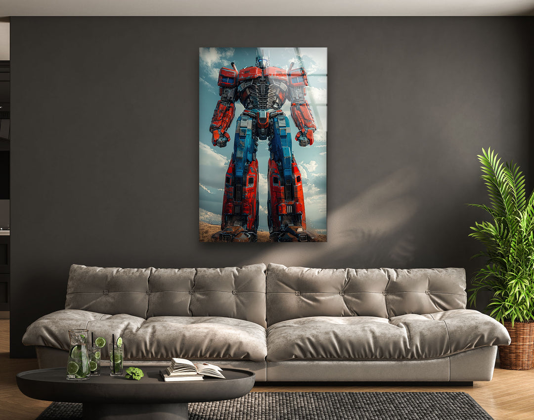 Optimus Prime Glass Wall Artstained glass wall art, stained glass wall decor
