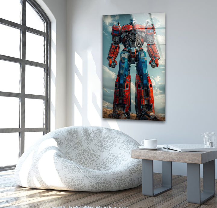 Optimus Prime Glass Wall Art picture on glass wall art, photos printed on glass
