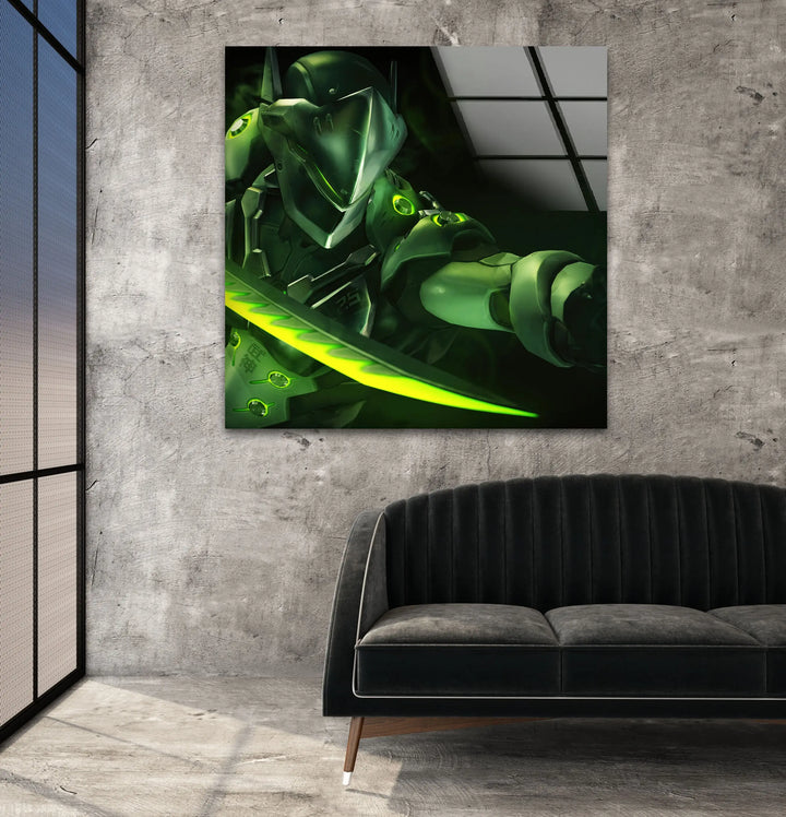 Overwatch Genji Green Glass Wall Art glass image printing, glass prints from photos
