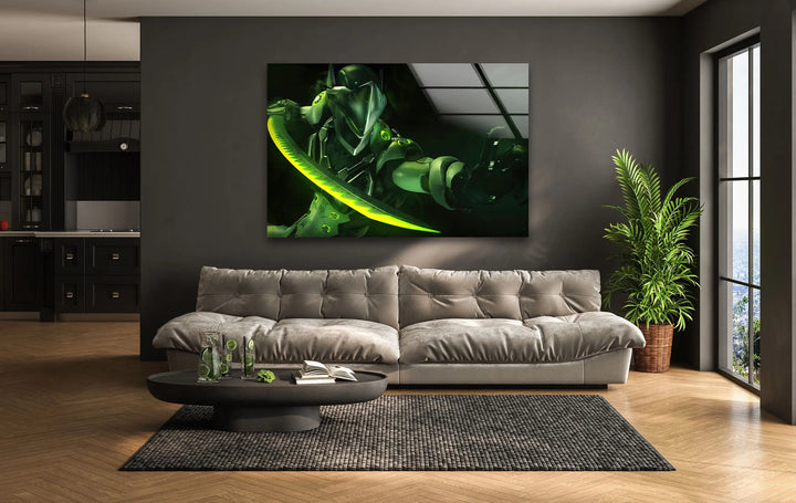 Overwatch Genji Green Glass Wall Art custom glass pictures, glass art prints
