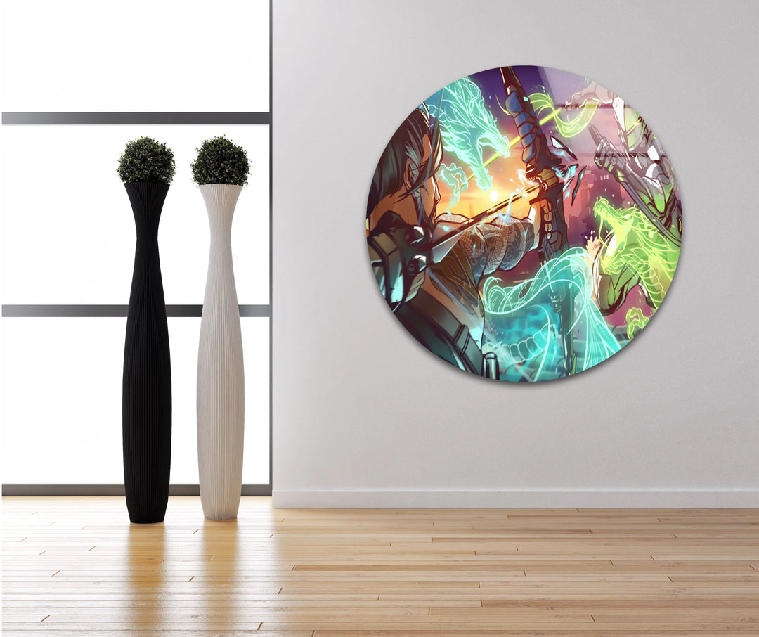 Overwatch Hanzo vs Genji Glass Wall Art glass image printing, glass prints from photos
