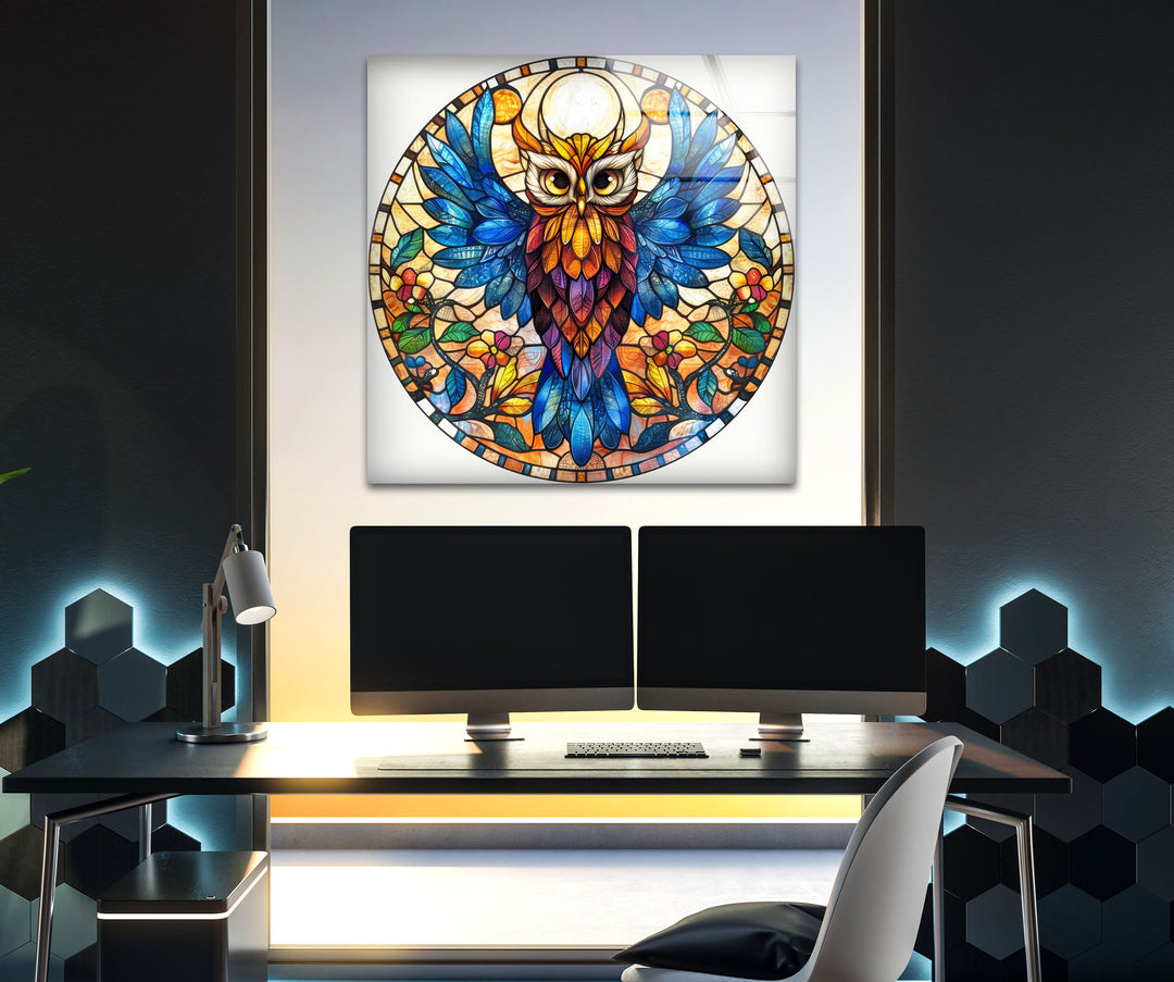 Owl Stained Acrylic Glass Wall Art art glass wall art, glass wall art pictures