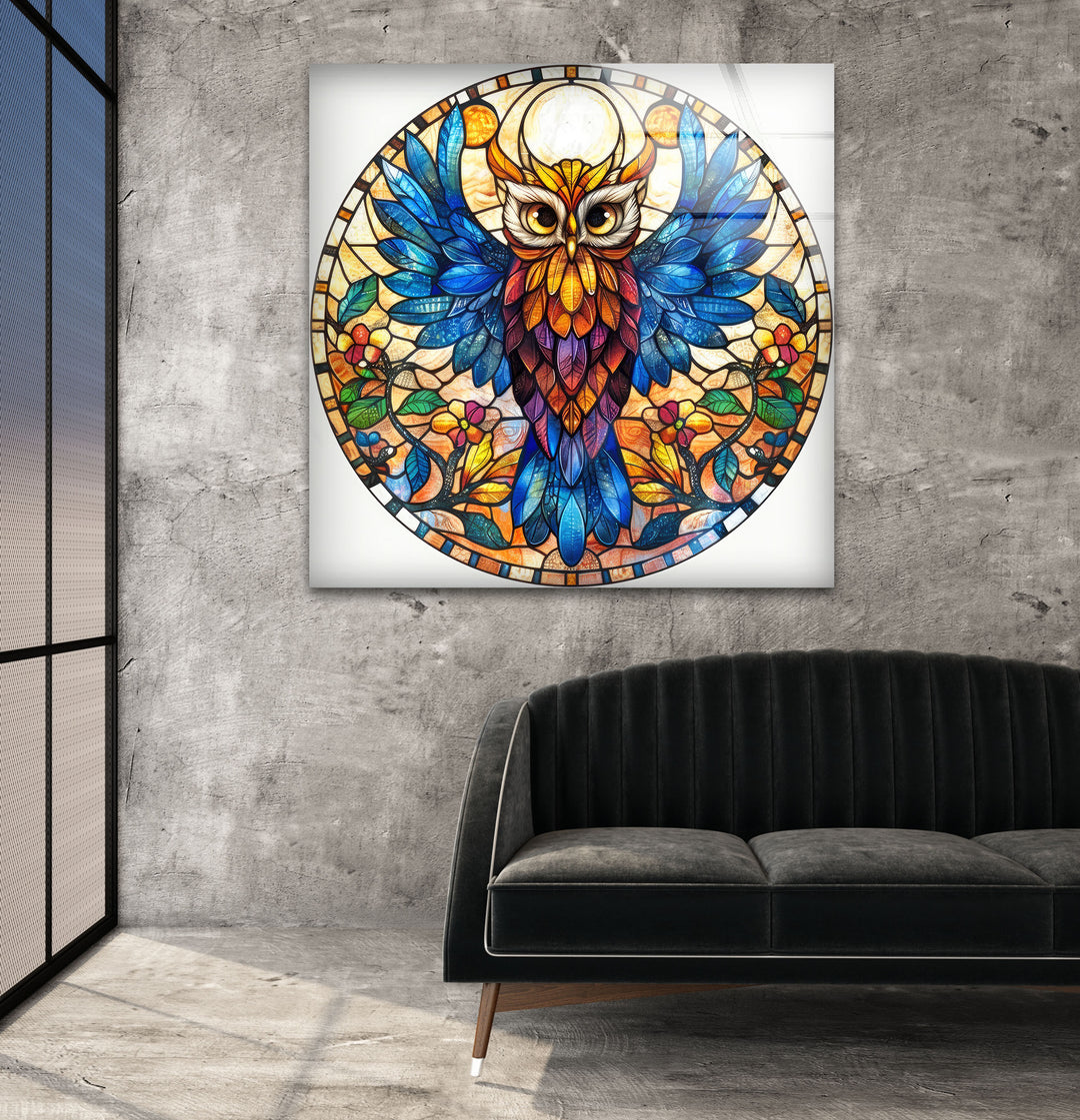 Owl Stained Acrylic Glass Wall Art stained glass wall art, stained glass wall decor