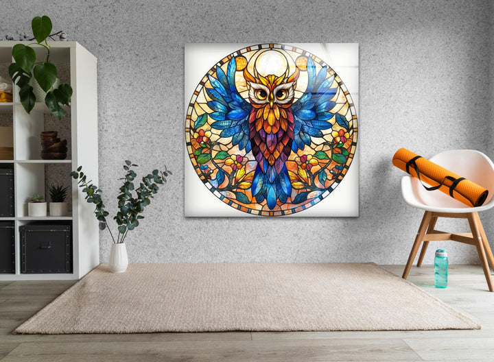 Owl Stained Acrylic Glass Wall Art glass art painting, glass art for the Wall