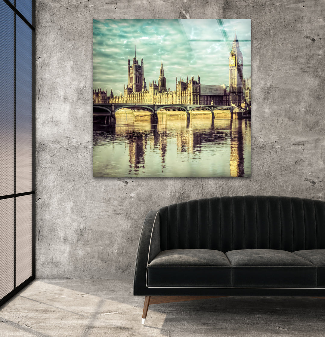 Houses of Parliament Glass Wall Art - London’s Iconic Landmark Reflection