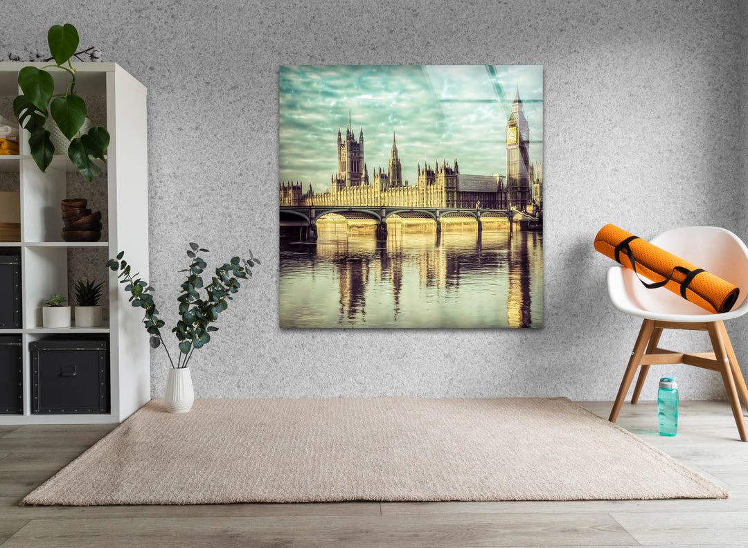 Houses of Parliament Glass Wall Art - London’s Iconic Landmark Reflection