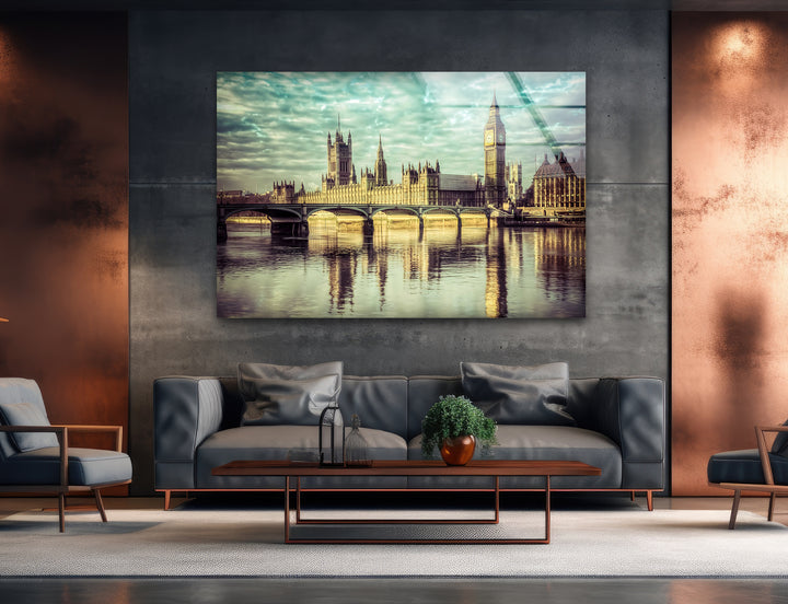 Houses of Parliament Glass Wall Art - London’s Iconic Landmark Reflection