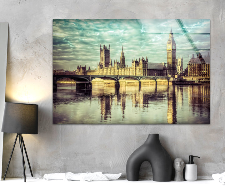 Houses of Parliament Glass Wall Art - London’s Iconic Landmark Reflection