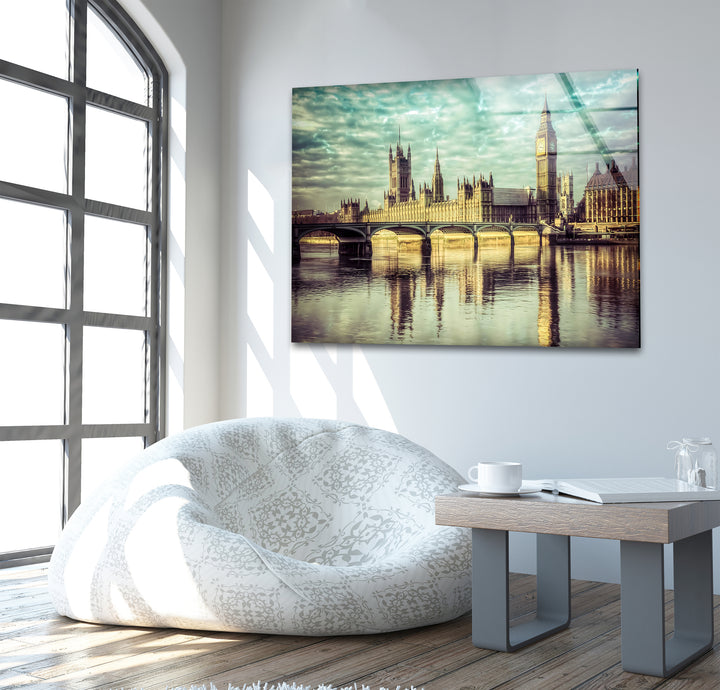 Houses of Parliament Glass Wall Art - London’s Iconic Landmark Reflection