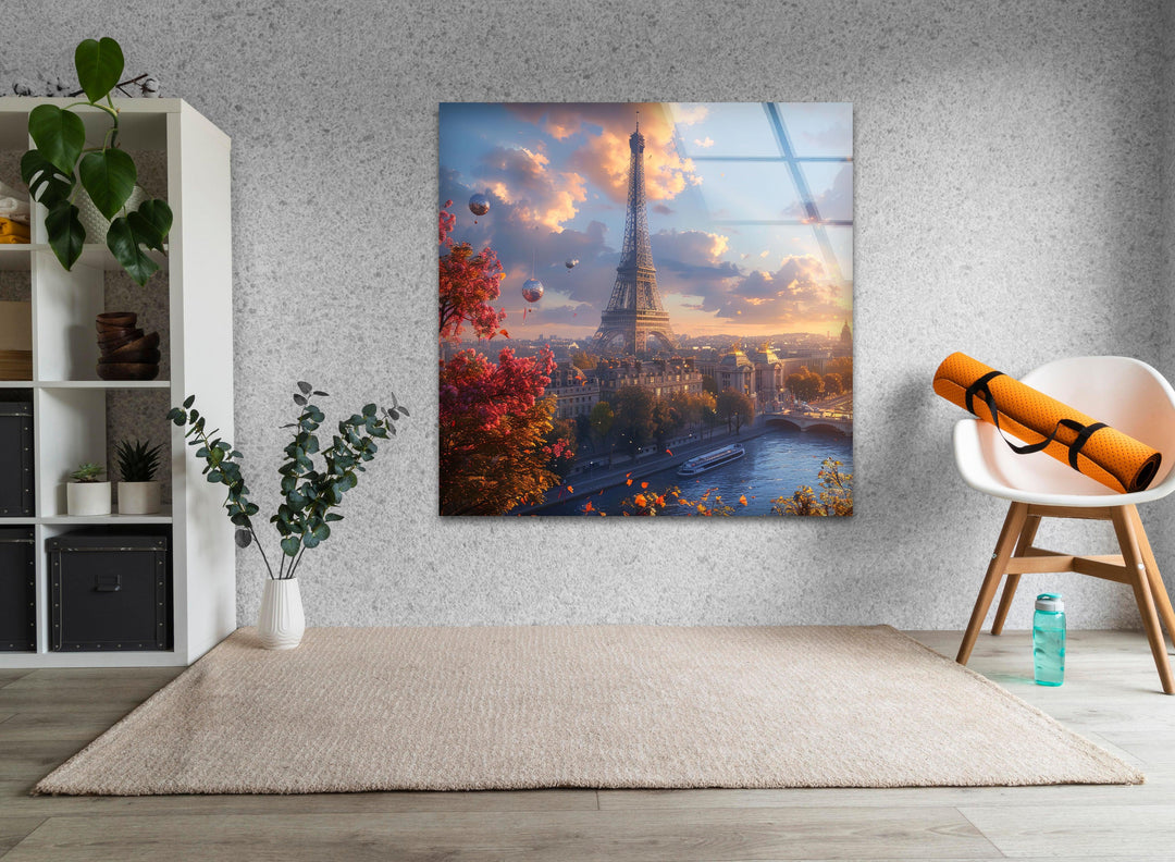 Eiffel Tower Landscape Glass Wall Art glass photo prints, glass picture prints