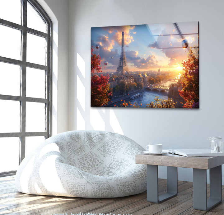 Eiffel Tower Landscape Glass Wall Art large glass photo prints, glass wall photos