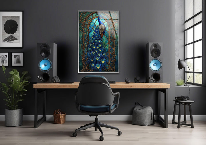 Peacock Blue Beauty Glass Wall Art glass image printing, glass prints from photos
