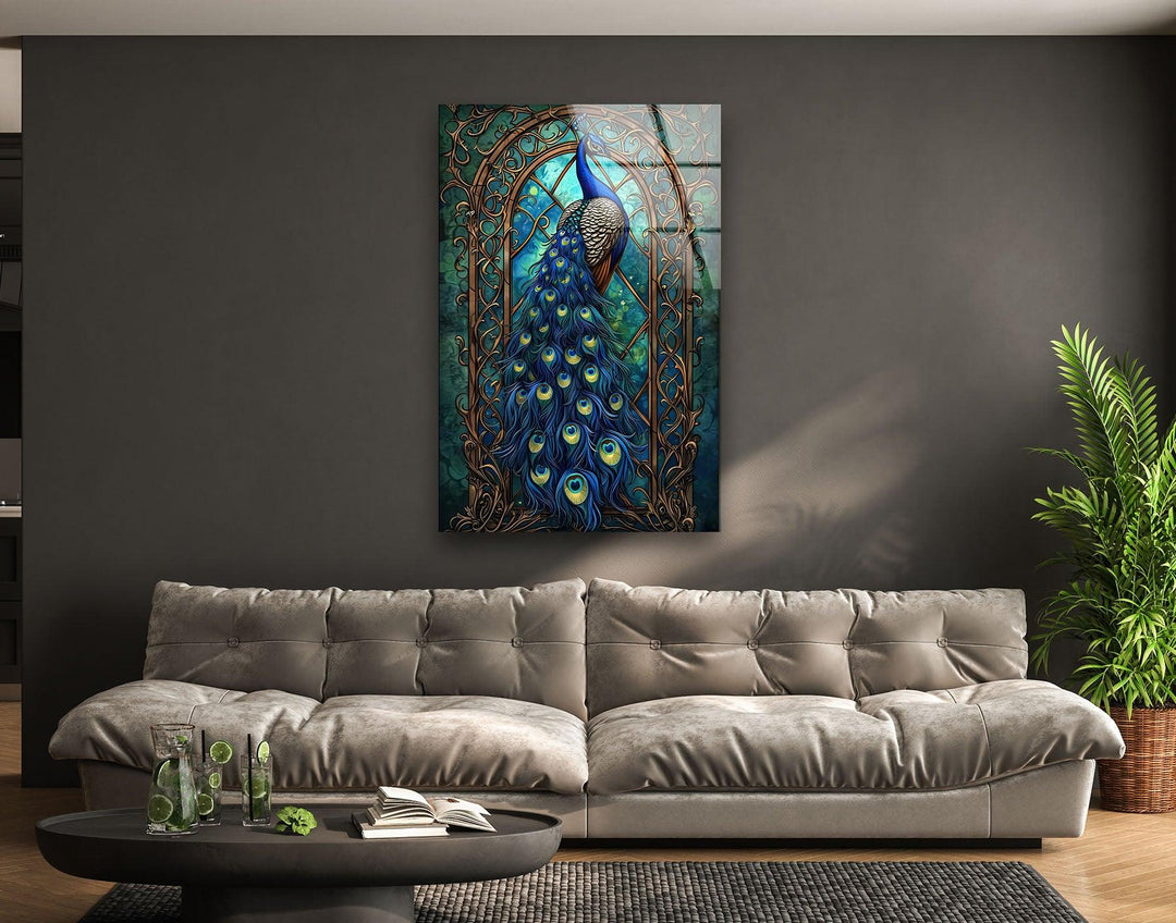 Peacock Blue Beauty Glass Wall Art art glass wall art, glass wall art pictures
