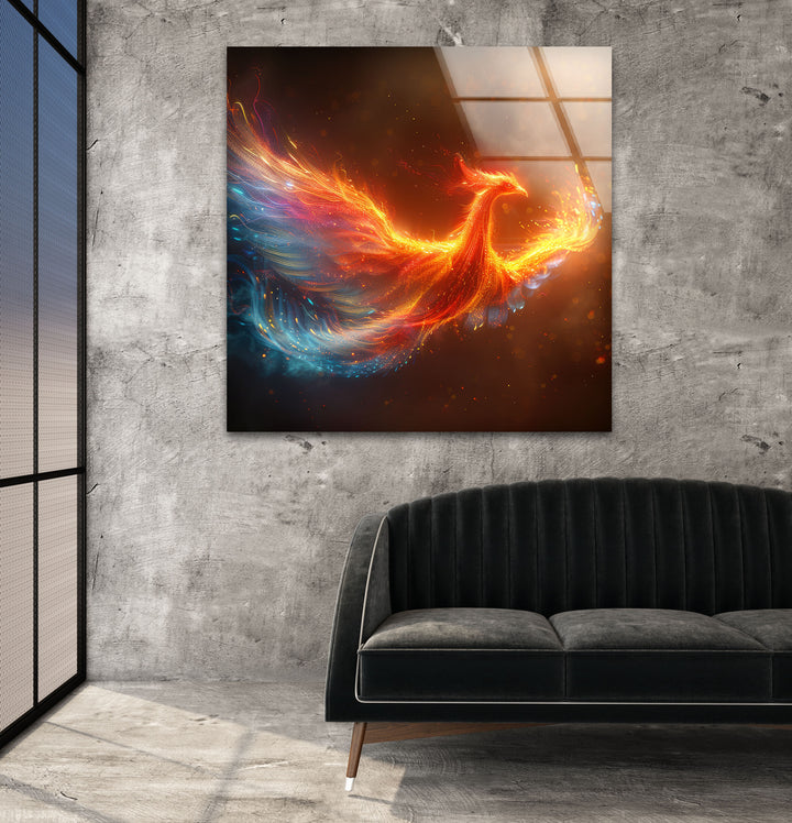 Phoenix Made of Light Tempered Glass Wall Art - MyPhotoStation