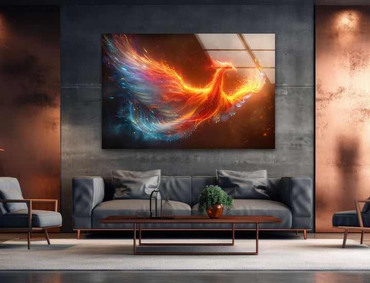 Phoenix Made of Light Tempered Glass Wall Art - MyPhotoStation