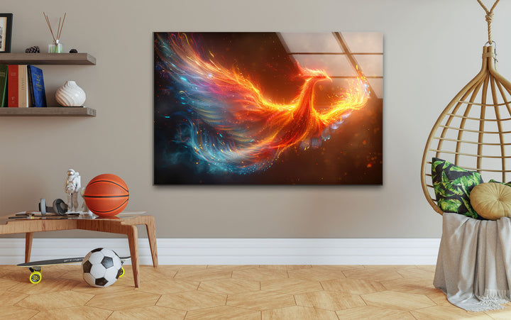 Phoenix Made of Light Tempered Glass Wall Art - MyPhotoStation