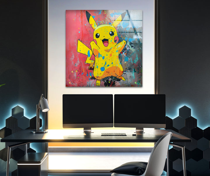 Pikachu Glass Wall Art Glass Printing Wall Art, Print photos on glass
