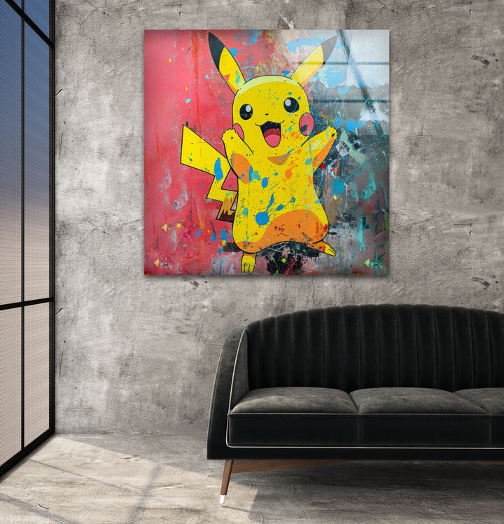 Pikachu Glass Wall Art glass image printing, glass prints from photos
